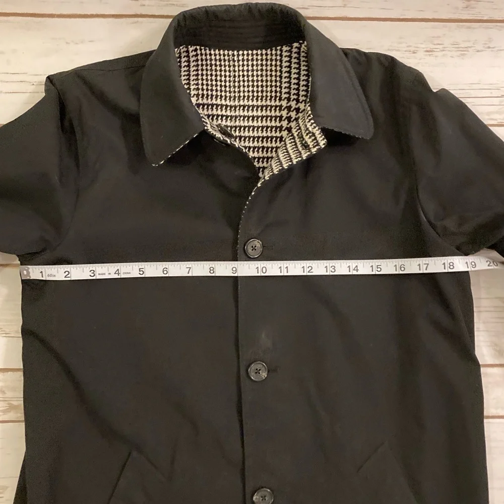 Ralph Lauren Black/White Reversible Button Down Wool Blend Pea Coat Petite Small